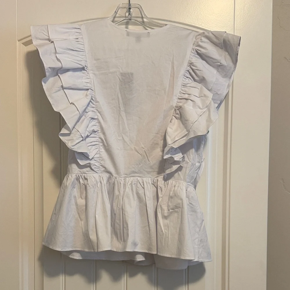 Lulu's White Ruffled Blouse - Picture 2 of 3
